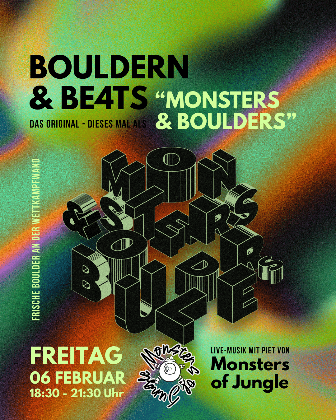 Bouldern & BE4TS mit Monsters of Jungle in der Boulderhalle E4, Event Februar 2026