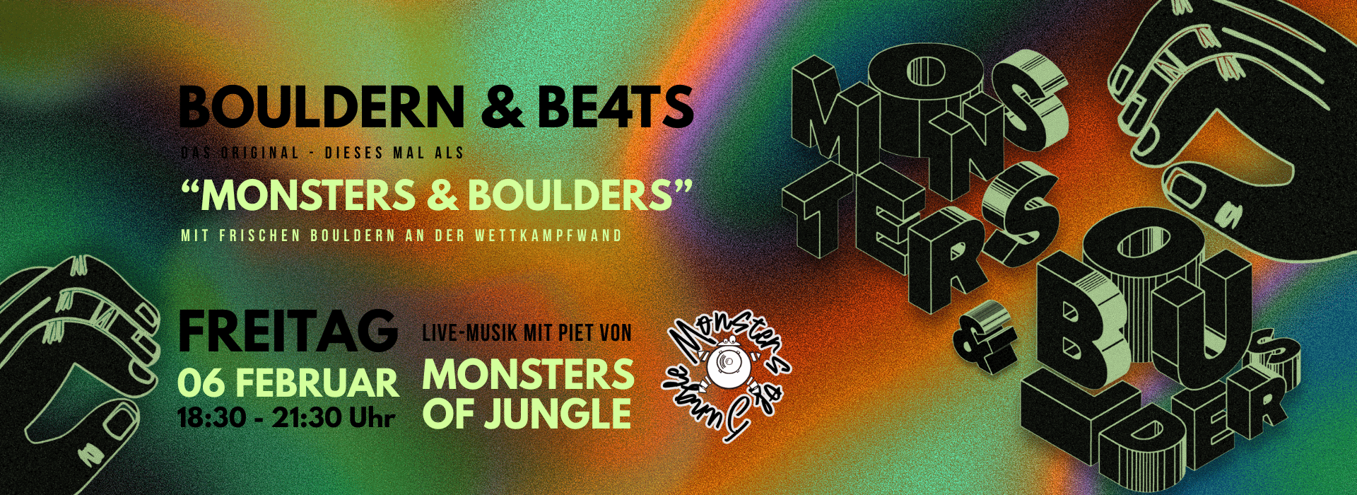 Bouldern & BE4TS mit Monsters of Jungle in der Boulderhalle E4, Event Februar 2026
